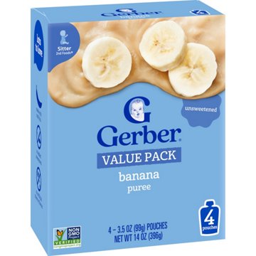 Gerber Banana Puree Baby Food Pouch Value Pack