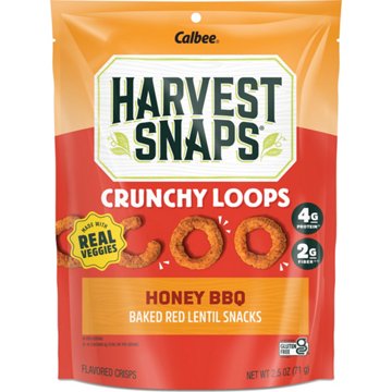 Calbee Harvest Snaps Crunchy Loops Honey BBQ Baked Red Lentil Snack Crisps