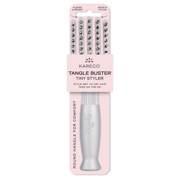 KareCo Tangle Buster Tiny Detangler Flexible Paddle Hairbrush - Silver