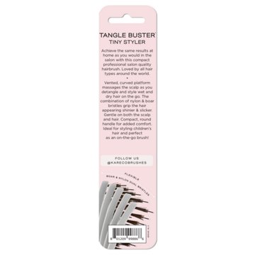 KareCo Tangle Buster Tiny Detangler Flexible Paddle Hairbrush - Silver