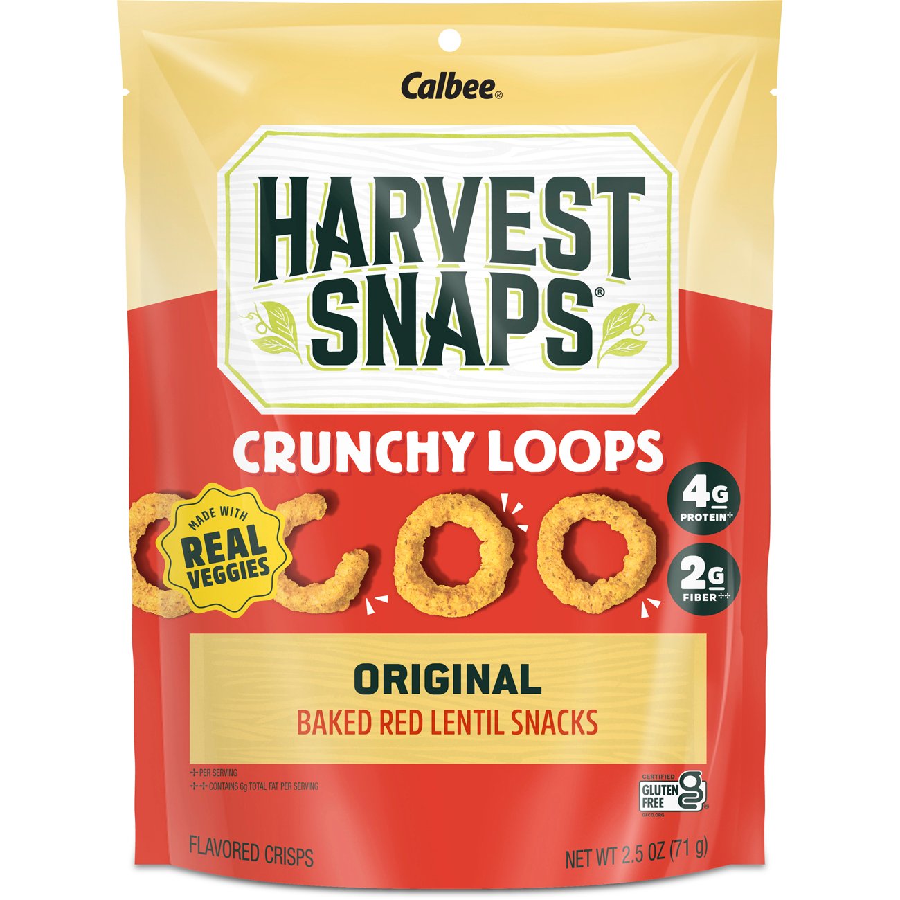 Calbee Harvest Snaps Crunchy Loops Original Baked Red Lentil Snack ...