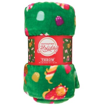 Destination Holiday Plush Christmas Throw Blanket - Holiday Pets, 50" x 60"