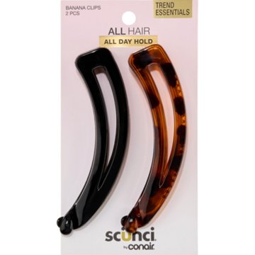 Scunci Trend Essentials Banana Hair Clips - Black & Brown