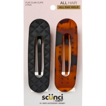 Scunci All Day Hold Flat Claw Clips - Black & Brown