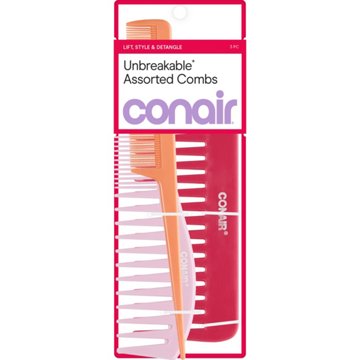 Conair Lift Style & Detangle Unbreakable Combs Pack, 3 ct