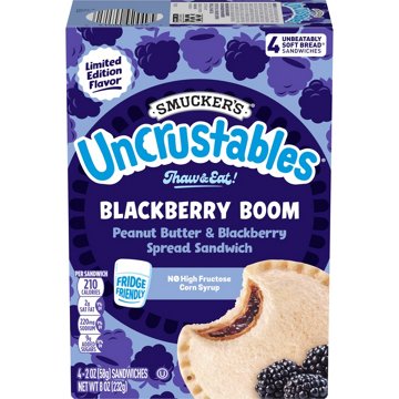 Smuckers Uncrustables Blackberry Boom Frozen Sandwiches, 4 ct