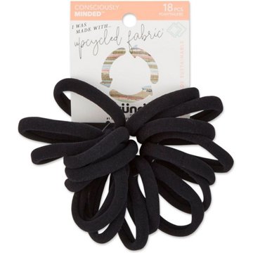 Scunci Consciously Minded Seamless Fabric Ponytailers - Black, 18 ct
