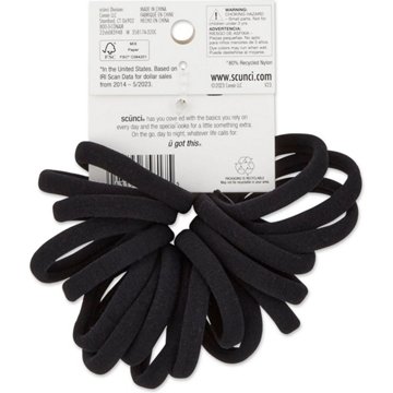 Scunci Consciously Minded Seamless Fabric Ponytailers - Black, 18 ct