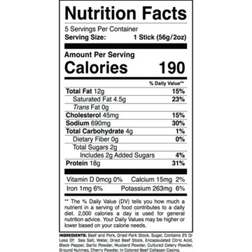1st Phorm Protein Meat Sticks - Original Smokehouse, 5 ct