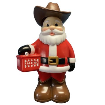 H-E-B Brand Shop Cowboy Santa Christmas Light Up Blow Mold, 32"