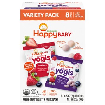 Happy Baby Organics Yogis Variety Pack - Mixed Berry & Strawberry