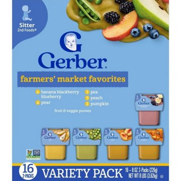 Gerber Farmers' Market Favorites Baby Food Variety Pack, 8 oz Tubs, 2 pk