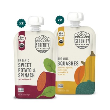Serenity Kids Organic Baby Food Pouches - Squashes + Sweet Potato & Spinach