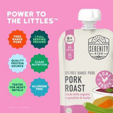 Serenity Kids Organic Baby Food Pouch - Pork Roast