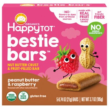 Happy Tot Organics Bestie Bars - Peanut Butter and Raspberry