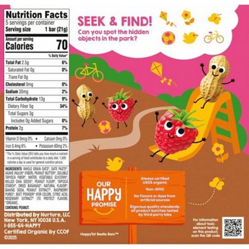 Happy Tot Organics Bestie Bars - Peanut Butter and Raspberry