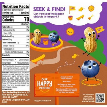 Happy Tot Organics Bestie Bars - Peanut Butter and Blueberry