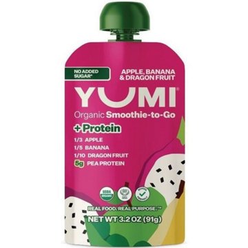 Yumi Organic Smoothie Pouch with Protein - Apple Banana & Dragon Fruit