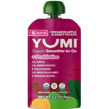 Yumi Organic Smoothie + Probitotics Pouch - Cinnamon Apple & Sweet Potato