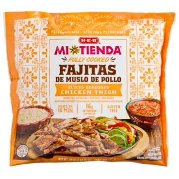H-E-B Mi Tienda Frozen Fully Cooked Seasoned Chicken Thigh Fajitas