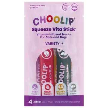 Choolip Squeeze Vita Stick Vitamin Infused Treats for Cats & Dogs - Variety, 4 ct