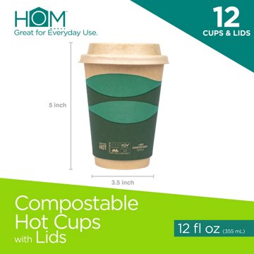 Hom Works Compost 12 oz Hot Cups, 12 ct