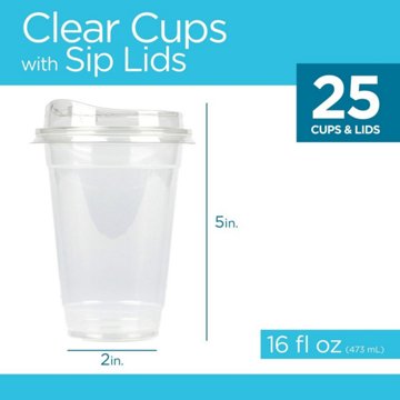 Hom Works 16 oz Cups With Sip Lids, 25 ct