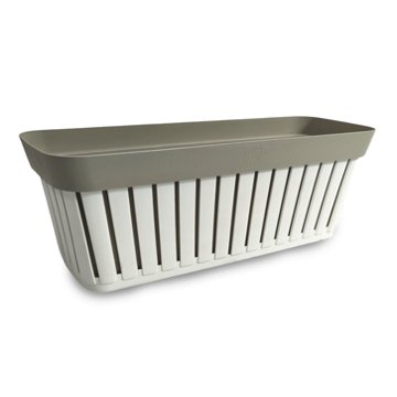Blue Orange Pottery Flowerbox - White and Light Gray, 15''