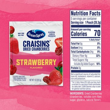 Ocean Spray Craisins Strawberry Flavored Dried Cranberries Snack Packs