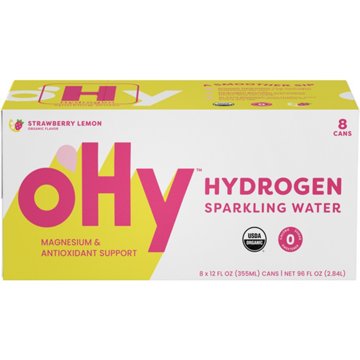 oHy Strawberry Lemon Hydrogen Sparkling Water 8 pk Cans