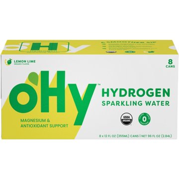 oHy Lemon Lime Hydrogen Sparkling Water 8 pk Cans