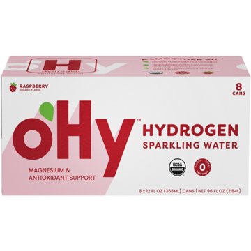 oHy Raspberry Hydrogen Sparkling Water 8 pk Cans