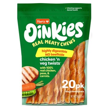 Hartz Oinkies Chicken & Veg Twists Dog Chew Treats, 20 ct