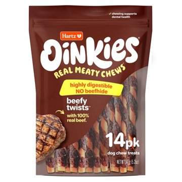 Hartz Oinkies Beefy Twists Dog Chew Treats, 14 ct