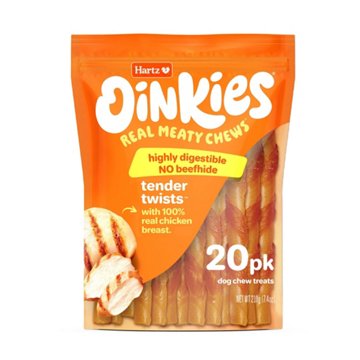 Hartz Oinkies Tender Twists Dog Chew Treats, 20 ct