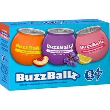 BuzzBallz Variety Pack - Peach, Grape, Pink Lemonade, 6 ct
