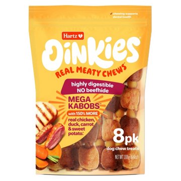 Hartz Oinkies Chicken Mega Kabobs Dog Chew Treats, 8 ct