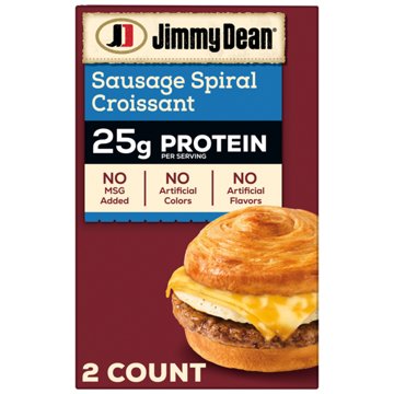 Jimmy Dean Sausage Spiral Croissant 25g Protein Breakfast Sandwiches, 2 ct