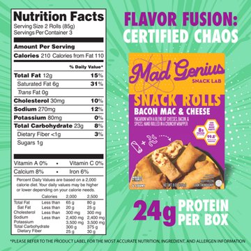 Mad Genius Snack Lab Bacon Mac & Cheese Snack Rolls