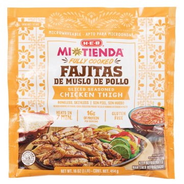 H-E-B Mi Tienda Fresh Fully Cooked Fajitas de Muslo de Pollo Sliced Seasoned Chicken Thighs