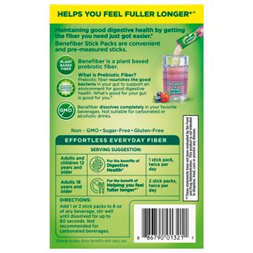 Benefiber Flavored Prebiotic GLP1 Friendly Fiber Supplement, 24 ct