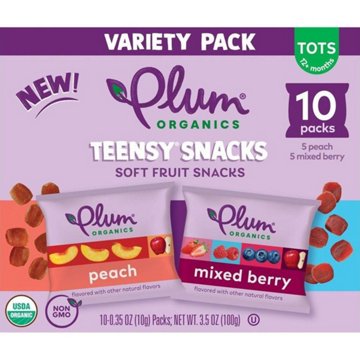 Plum Organics Teensy Snacks Variety Pack - Peach & Mixed Berry