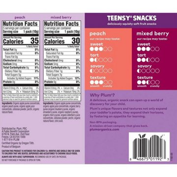 Plum Organics Teensy Snacks Variety Pack - Peach & Mixed Berry
