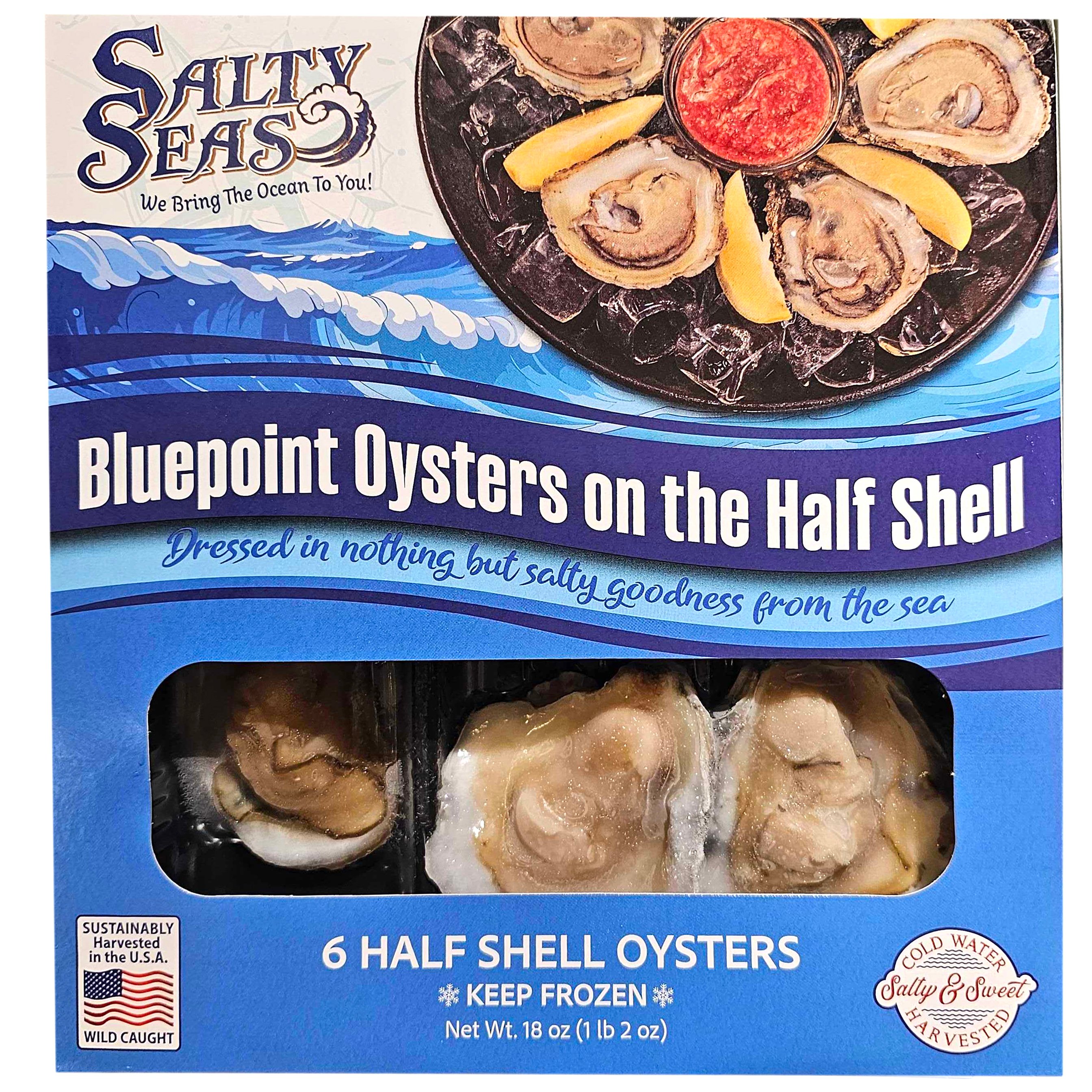 Salty Seas Bluepoint Oysters on the Half Shell, 6 ct | Central Market ...
