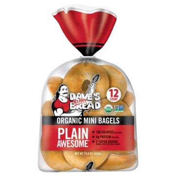 Dave's Killer Bread Organic Mini Bagels Plain Awesome, 12 ct