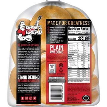 Dave's Killer Bread Organic Mini Bagels Plain Awesome, 12 ct