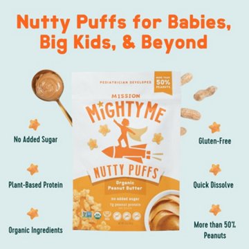 Mission Mighty Me Nutty Puffs - Organic Peanut Butter