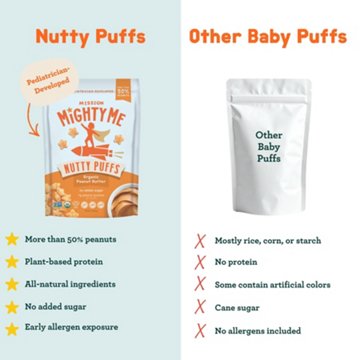 Mission Mighty Me Nutty Puffs - Organic Peanut Butter
