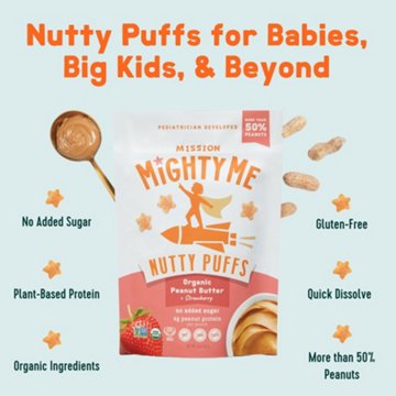 Mission Mighty Me Nutty Puffs - Peanut Butter & Strawberry