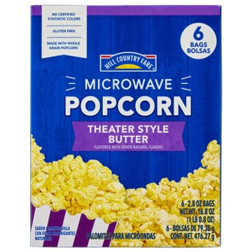 Hill Country Fare Theater Style Butter Microwave Popcorn Bags, 6 ct